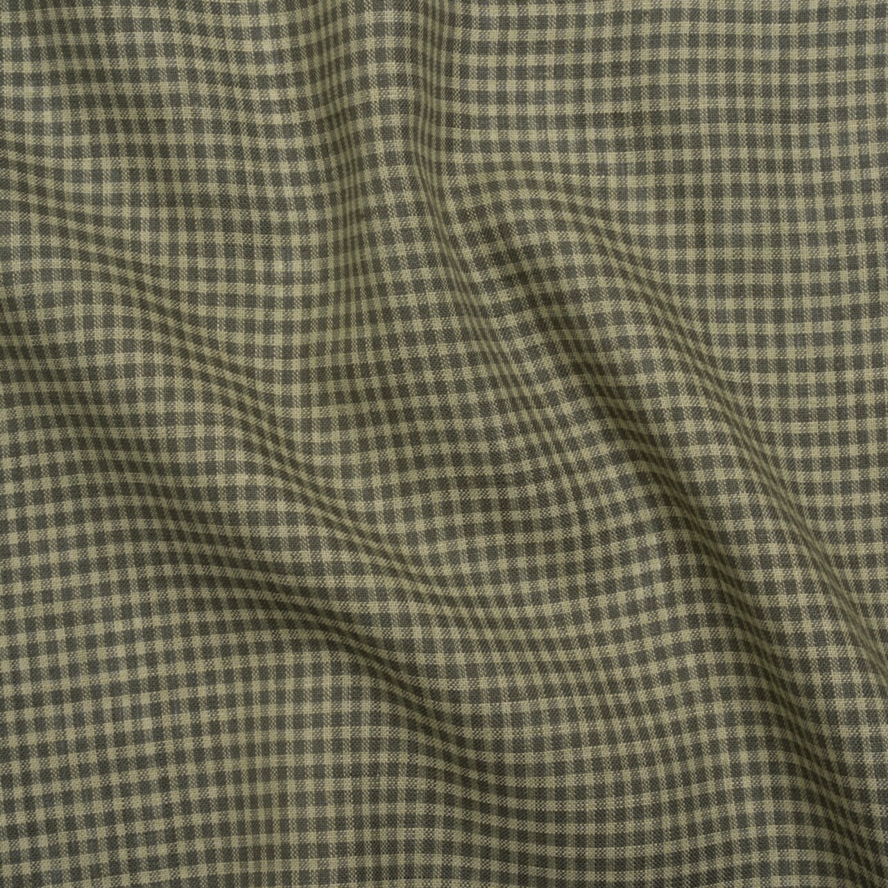 1 Yard Medium Weight Linen Woven Forest and Pale Green Gingham Checks